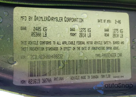 2006 Chrysler 300C from USA, damaged, VIN 2C3LA63H06H408232